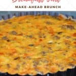 Breakfast tart with sausage and cheddar in a tart pan