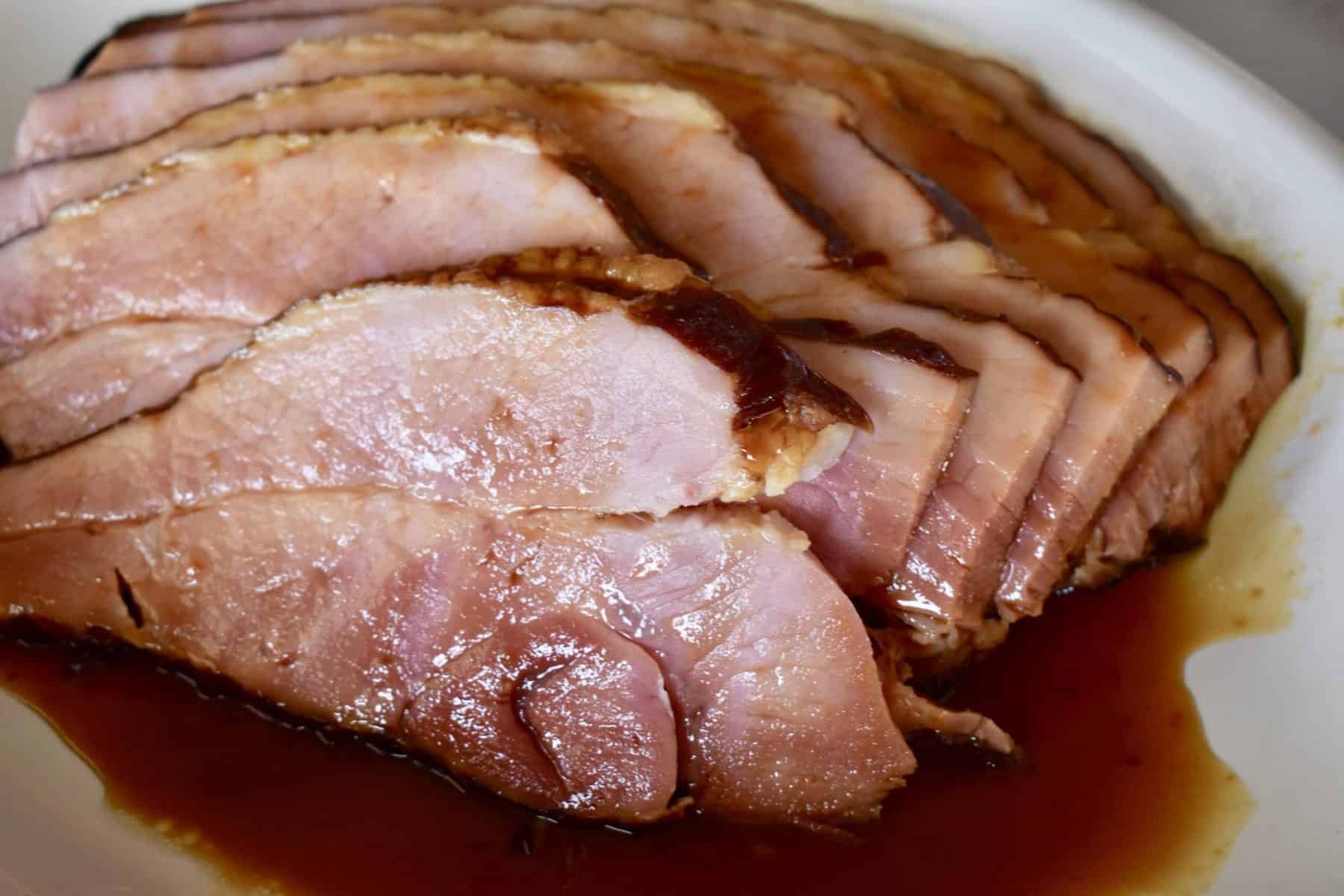 Slow Cooker ham with brown sugar glaze. 
