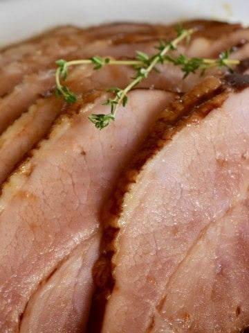Slow Cooker Ham with brown sugar glaze.