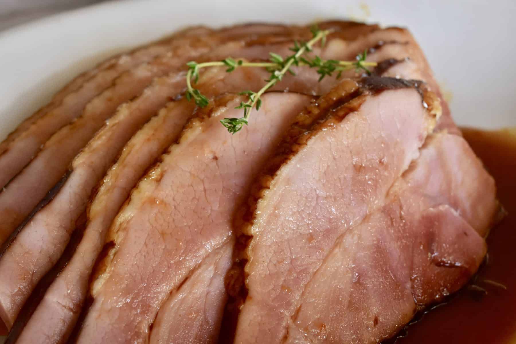 Slow Cooker Ham with brown sugar glaze. 