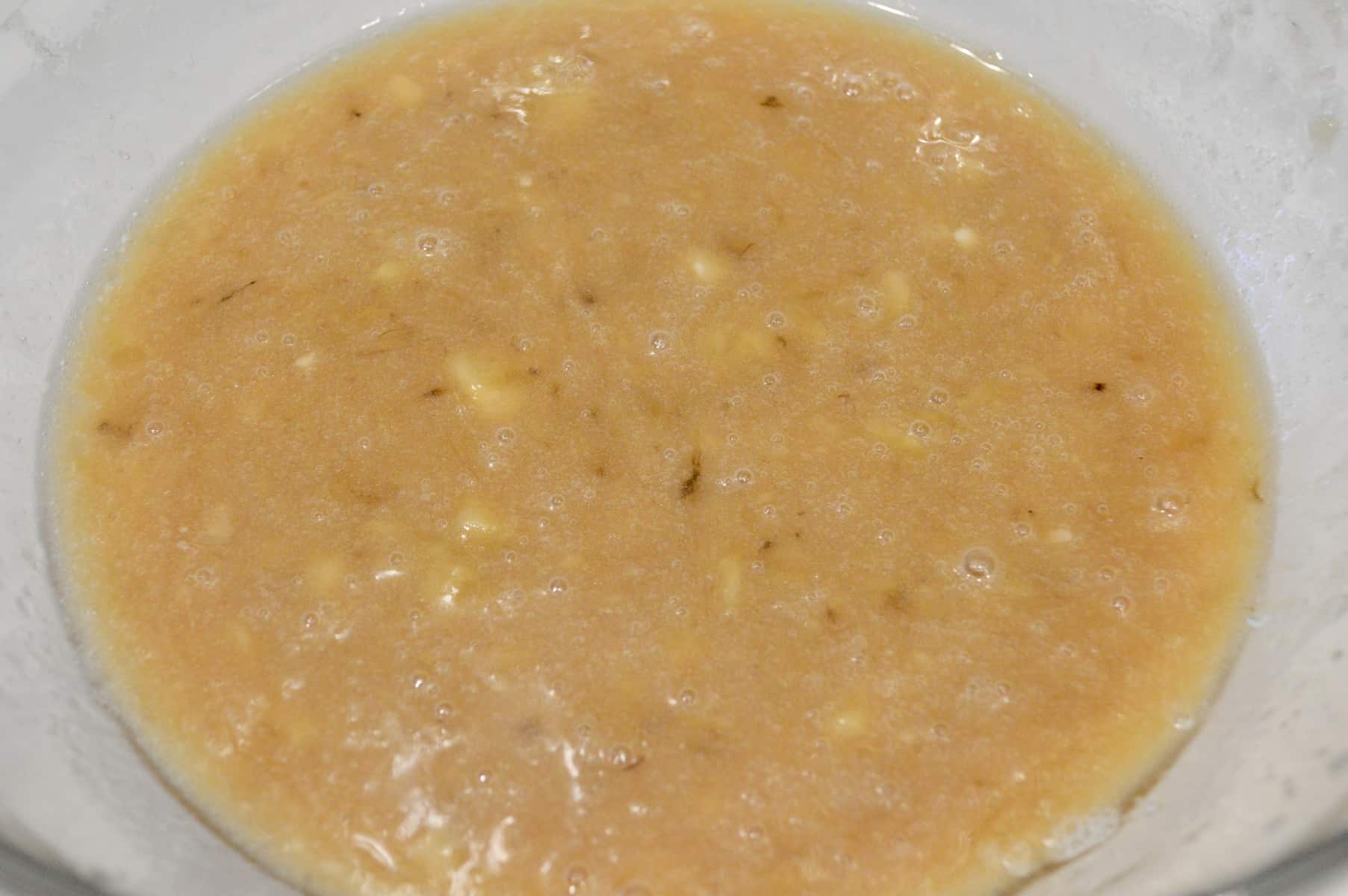 batter in a clear bowl. 