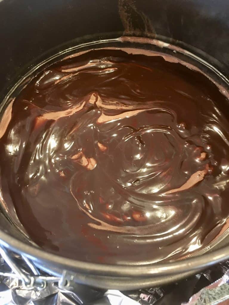 fudge on top of chocolate. 