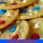 4th of July Cookies with red white and blue m&m's
