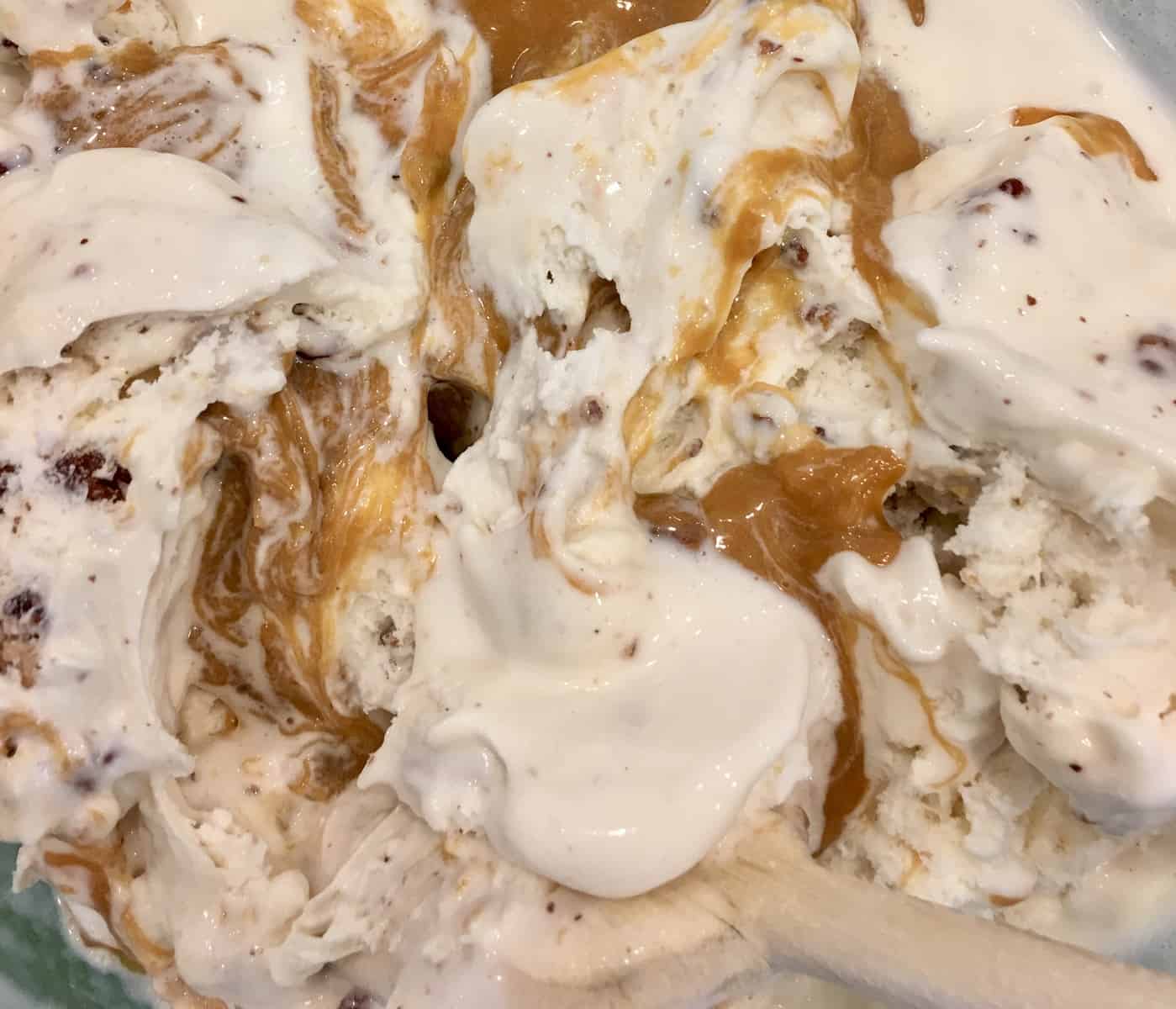 Ice Cream mixed with caramel. 
