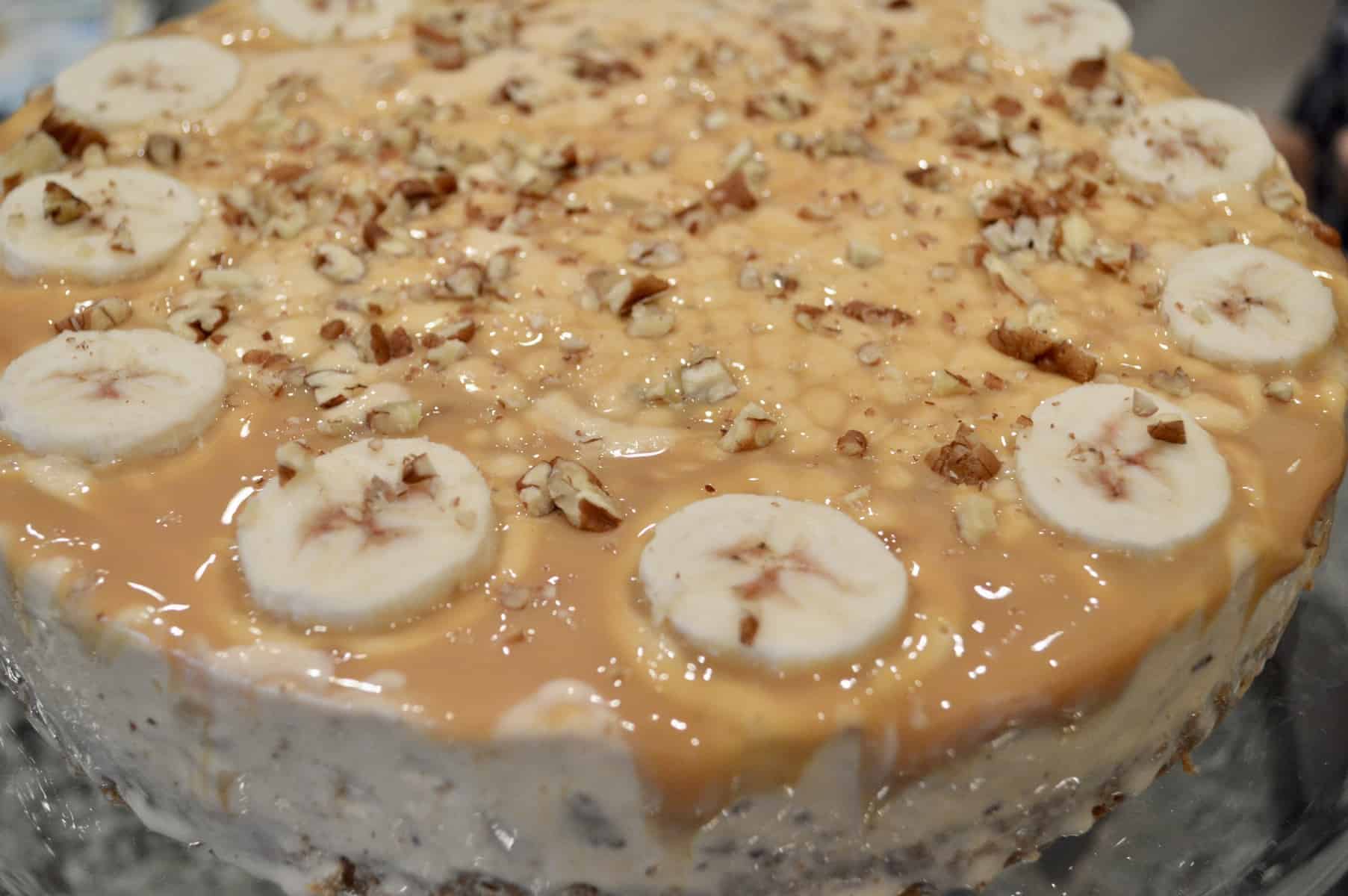 Banoffee Butter Pecan Ice Cream Cake Pie for a baby shower menu 