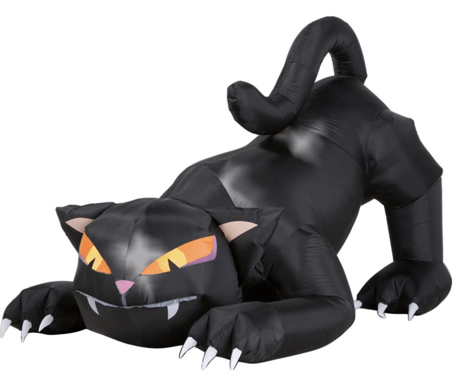 head turning inflatable black cat. 