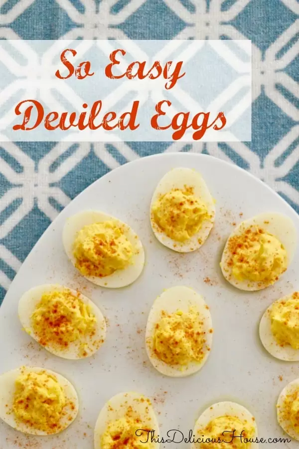 deviled eggs on a platter. 