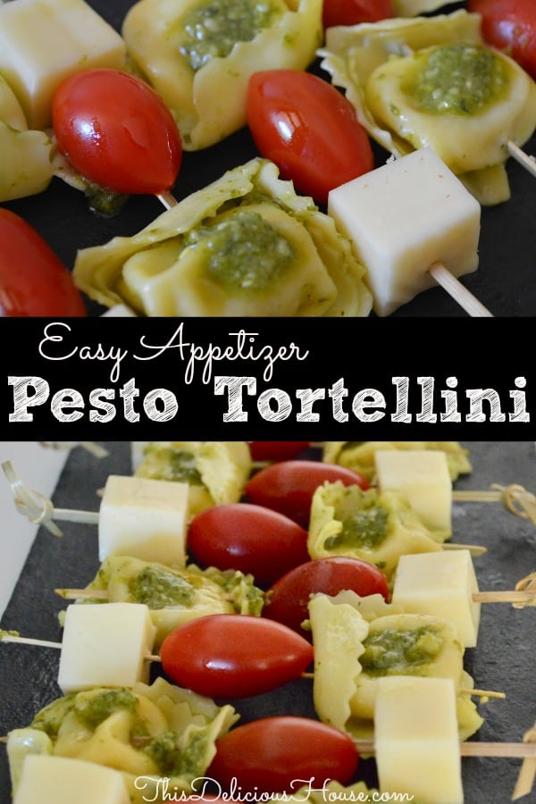 Pesto Tortellini Skewers for easy appetizer