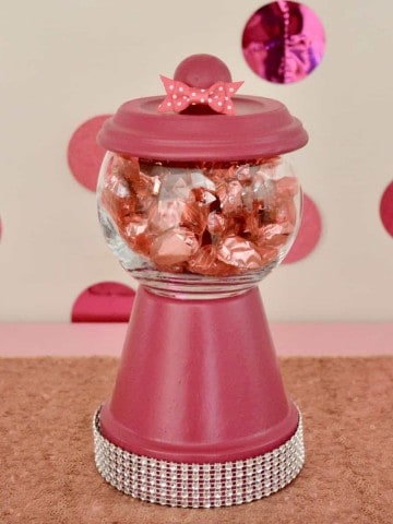 DIY Gumball Machine made with spray paint and terra cotta pots