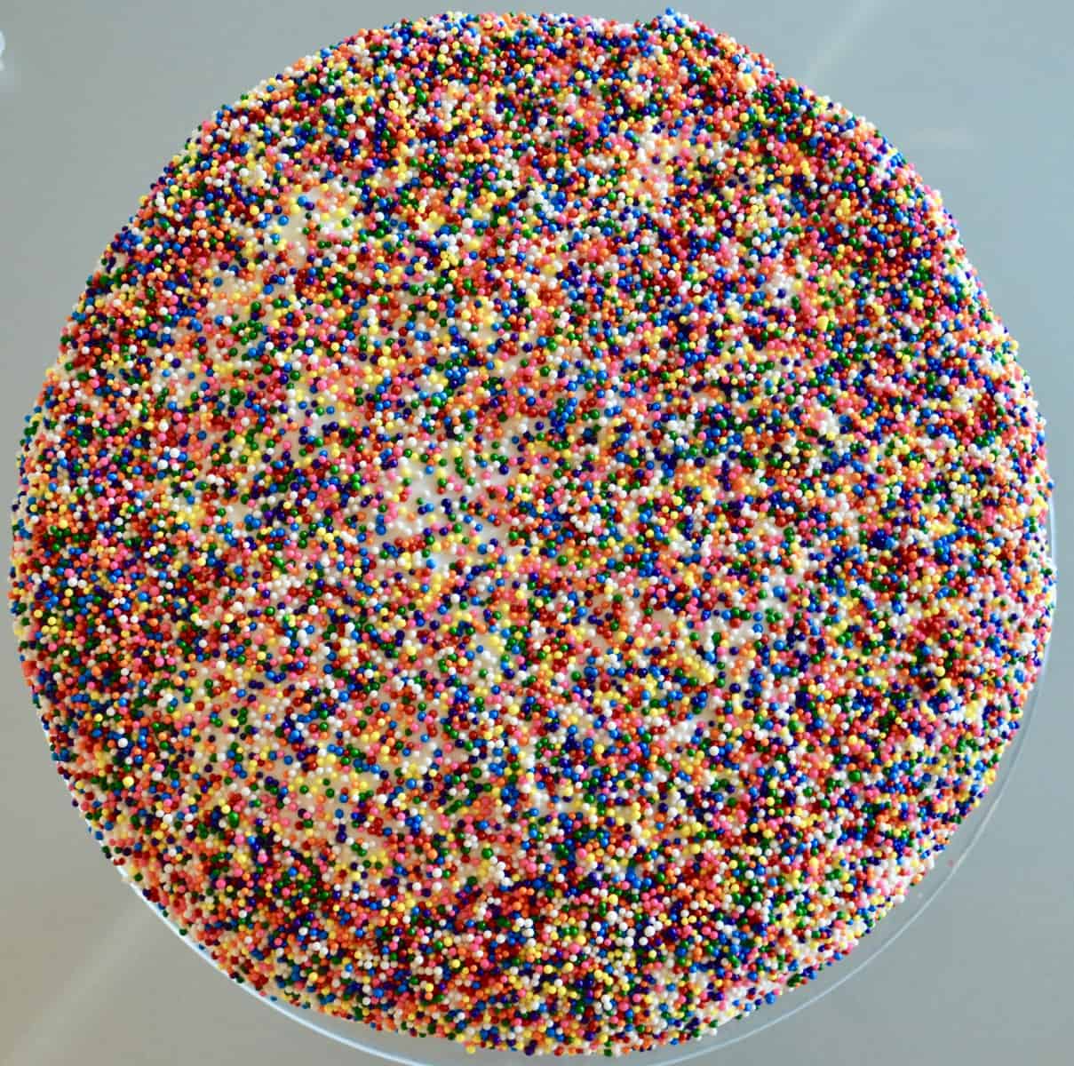 top sprinkles view of the easy ice cream cake 