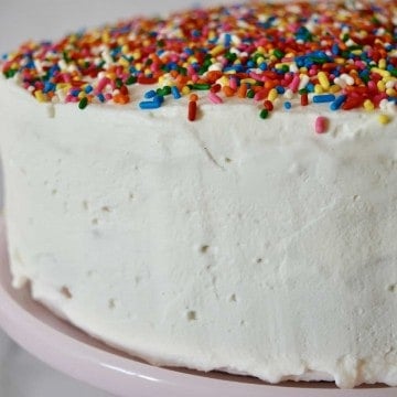 Close up of the side of the easy ice cream cake recipe.