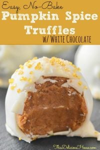 pumpkin spice truffle with white chocolate coating