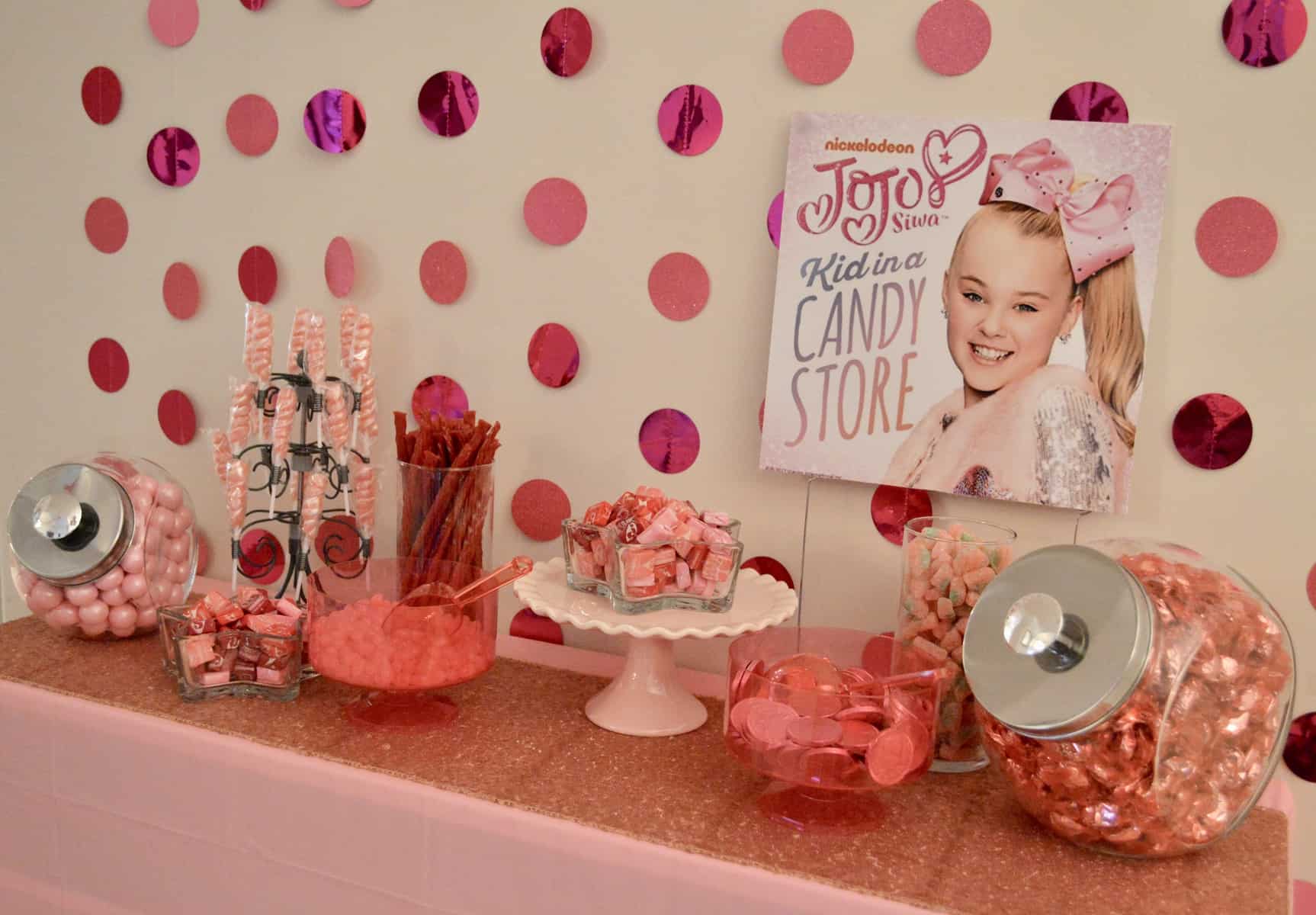 jojo siwa birthday party pink candy table 
