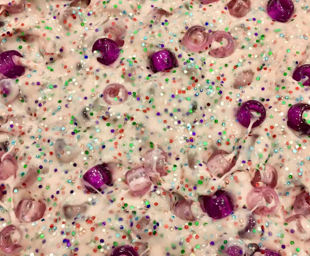 glitter and bead slime for how to throw a slime party
