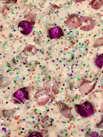 glitter and bead slime for how to throw a slime party