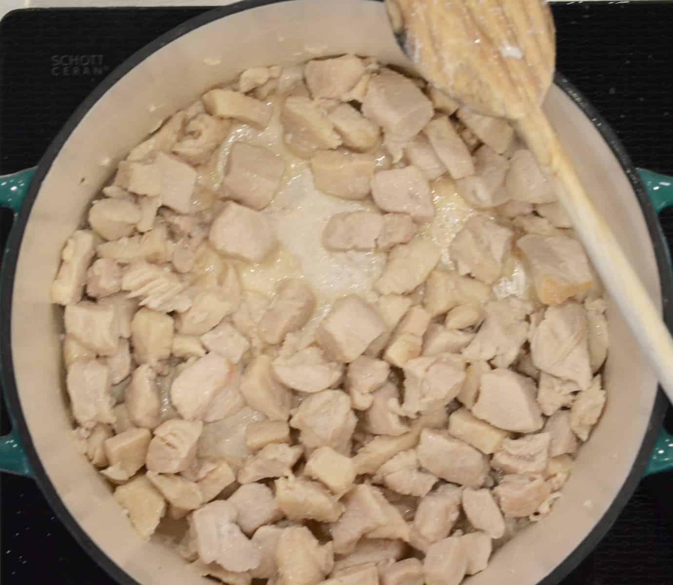 chicken cooking on stove