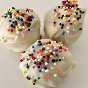 birthday cake truffles made with golden oreos and sprinkles