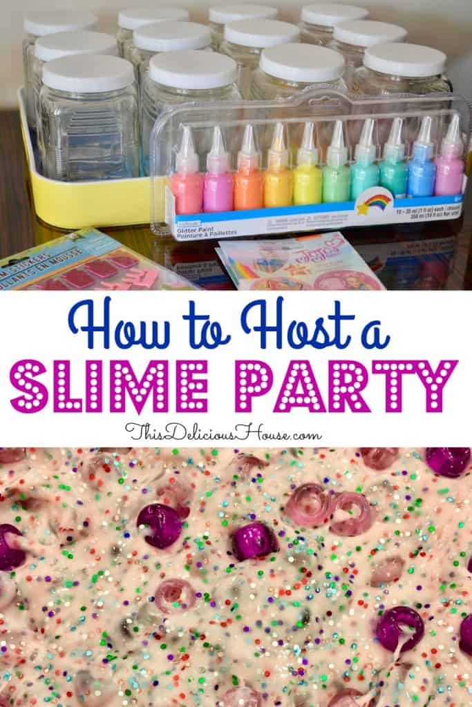 How to Host a slime party Pinterest pin. 