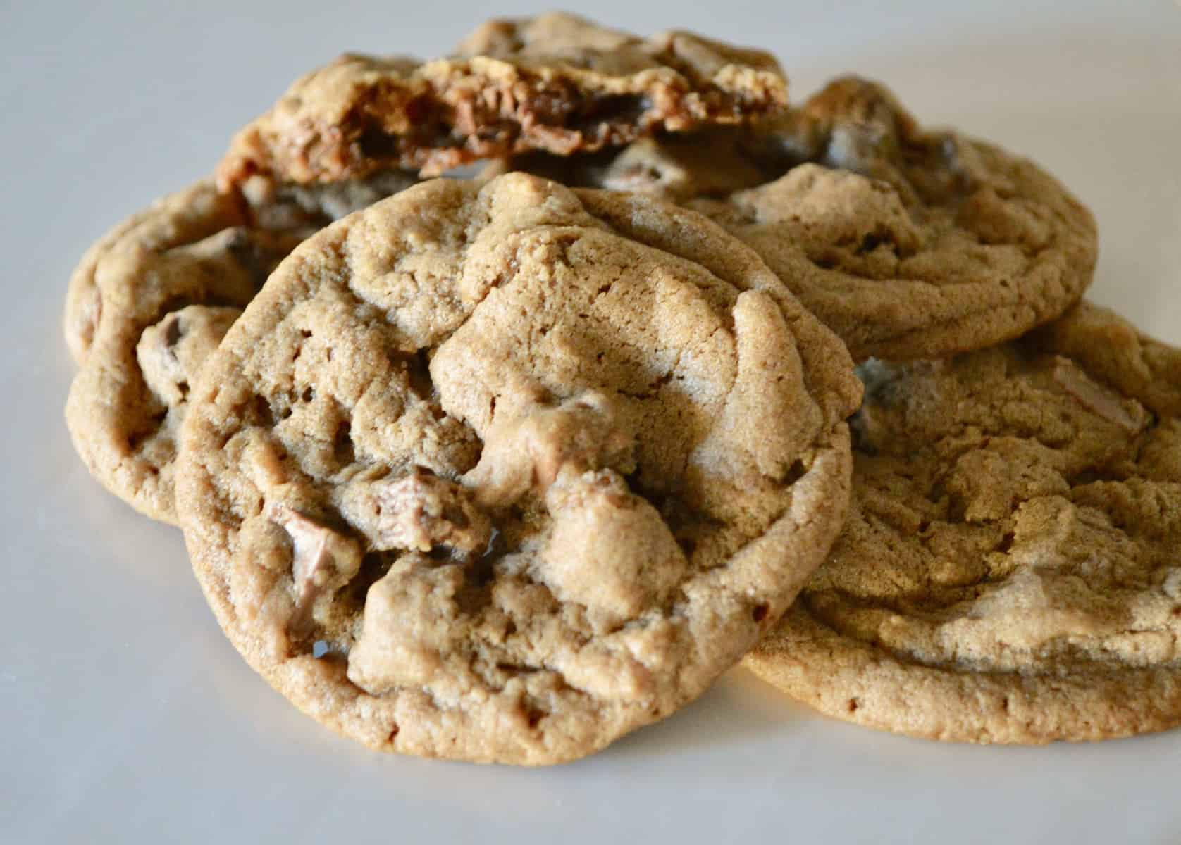 Chocolate Malted Cookies on a white plate 