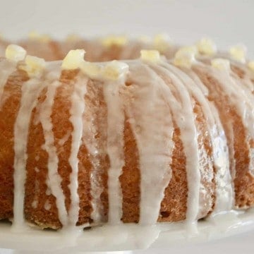 Lemon Ricotta Bundt Cake with paradise candied lemon peel on top