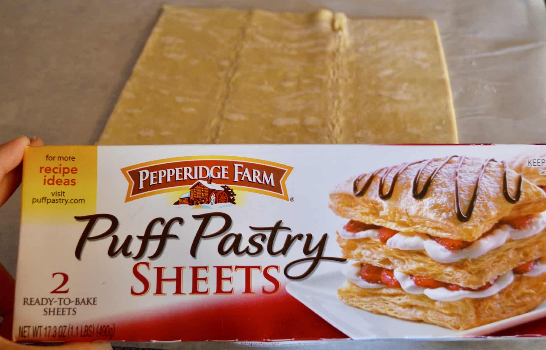 Pepperidge Farms puff pastry sheets for making Salmon Wellington 