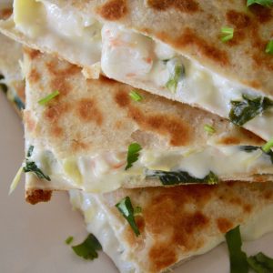 Spinach Artichoke Shrimp Quesadilla