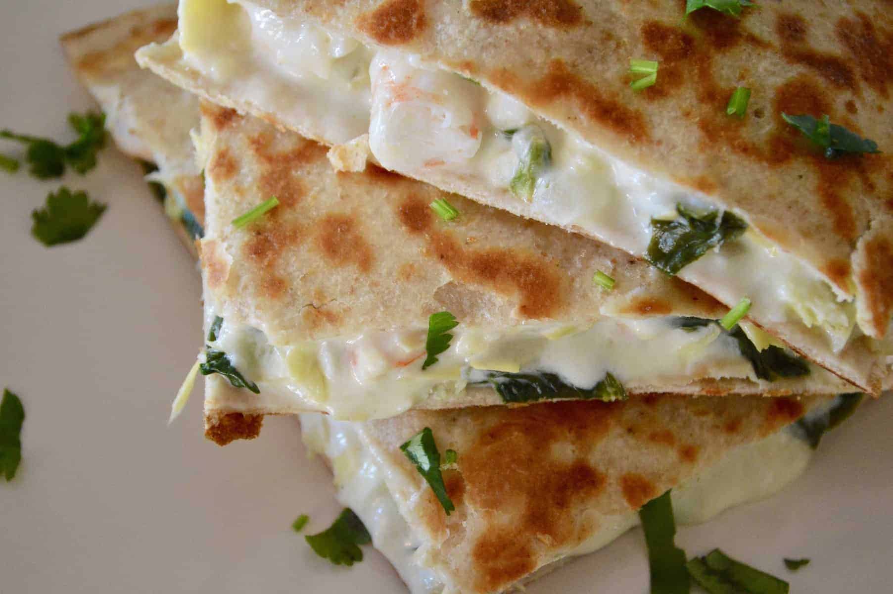 Spinach and Artichoke Shrimp Quesadillas 