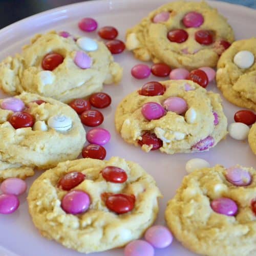 MM Cookies (soft and chewy) using Valentine's Day m&ms - Dessert