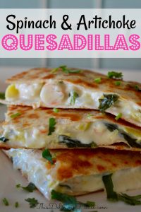 Spinach Artichoke Shrimp Quesadillas - This Delicious House