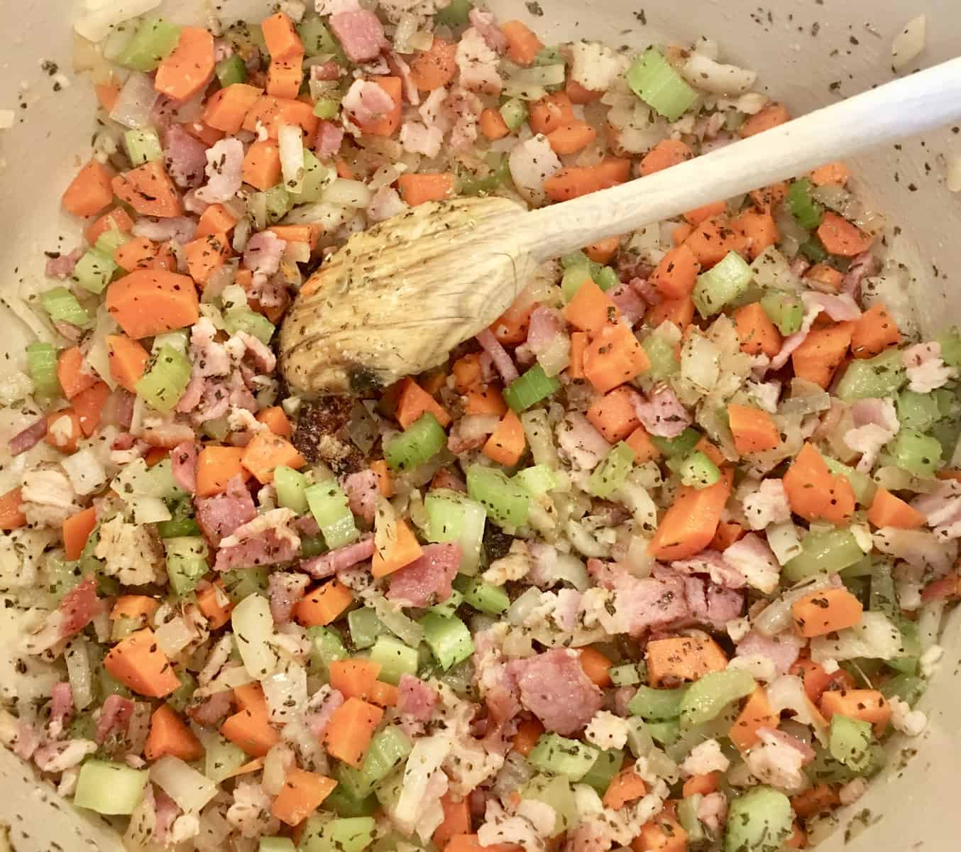 mirepoix mixture for pasta e Fagioli cooking 