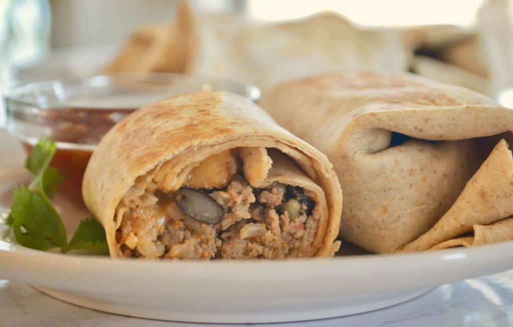 freezer burritos: ground turkey black beans