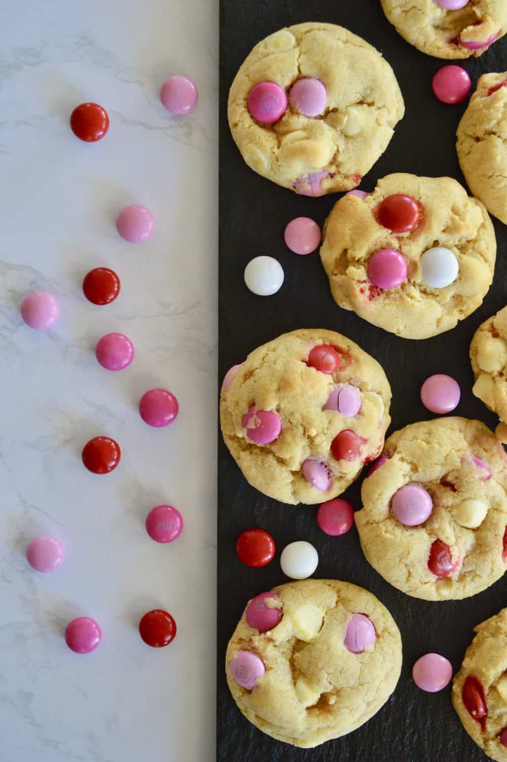 Giant Valentine's Day M&M Cookies