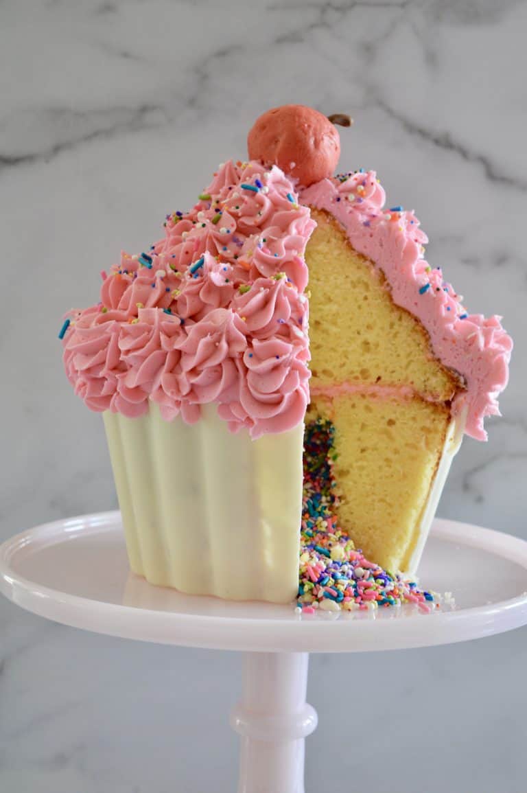 Giant Cupcake Cake | Sprinkle Surprise - This Delicious House