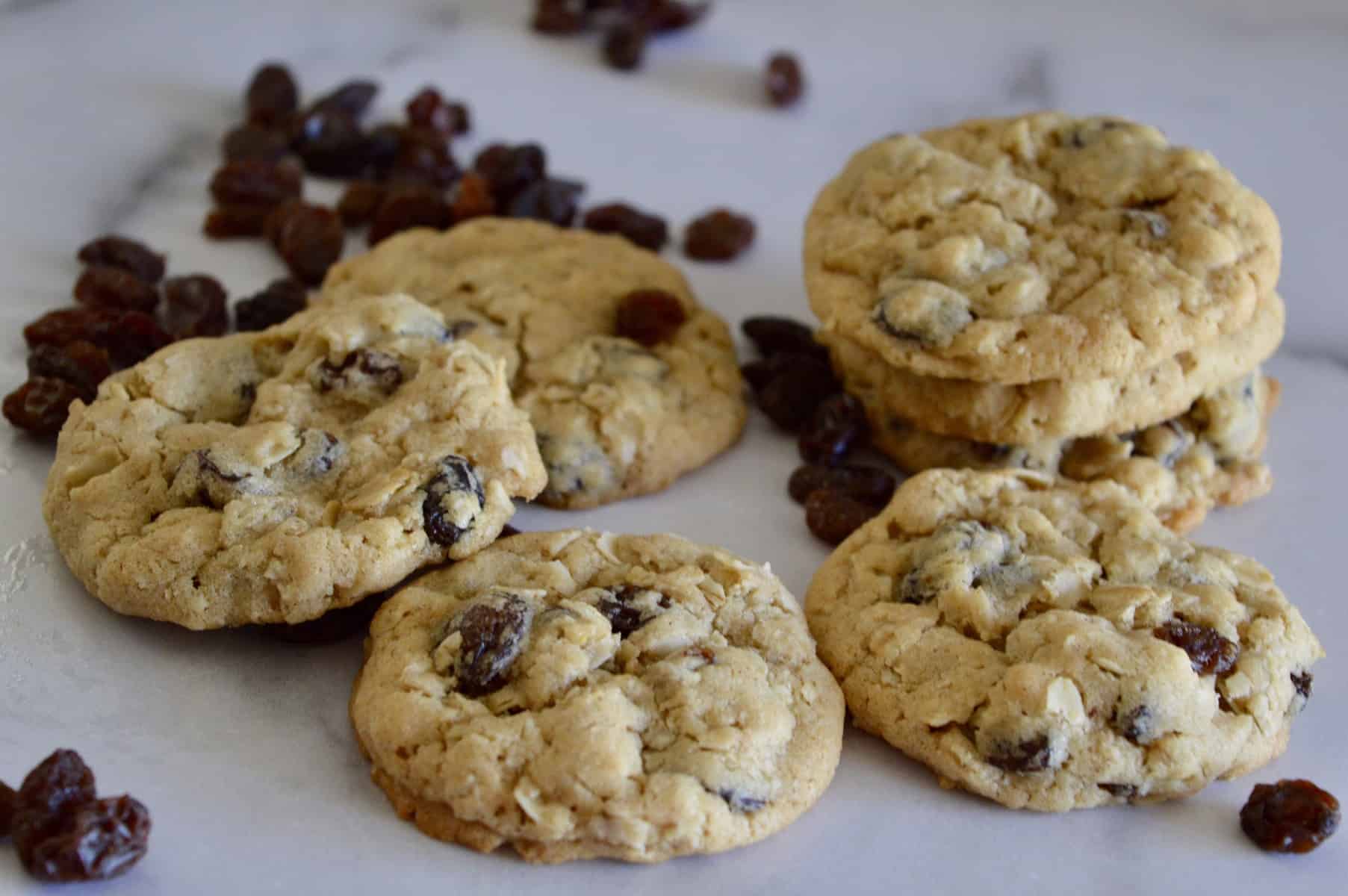 treats scattered on a white countertop. 