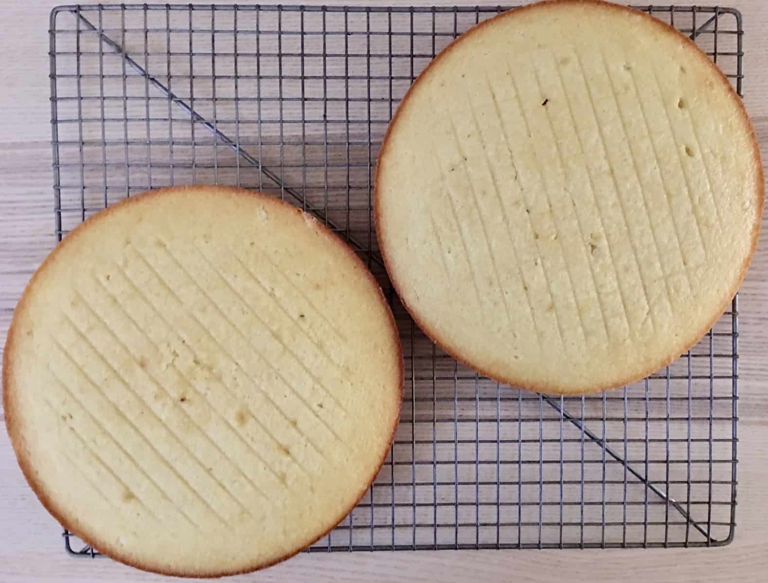 baked rounds cooling on a wire cooling rack. 