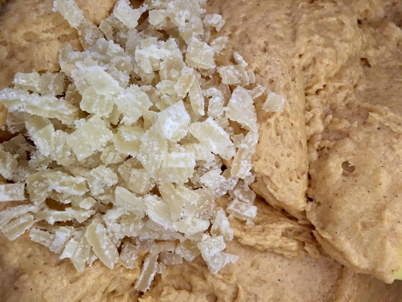 crystalized ginger on top of batter.