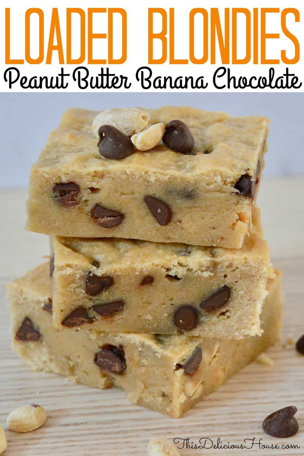 peanut butter banana blondies pinterest pin. 