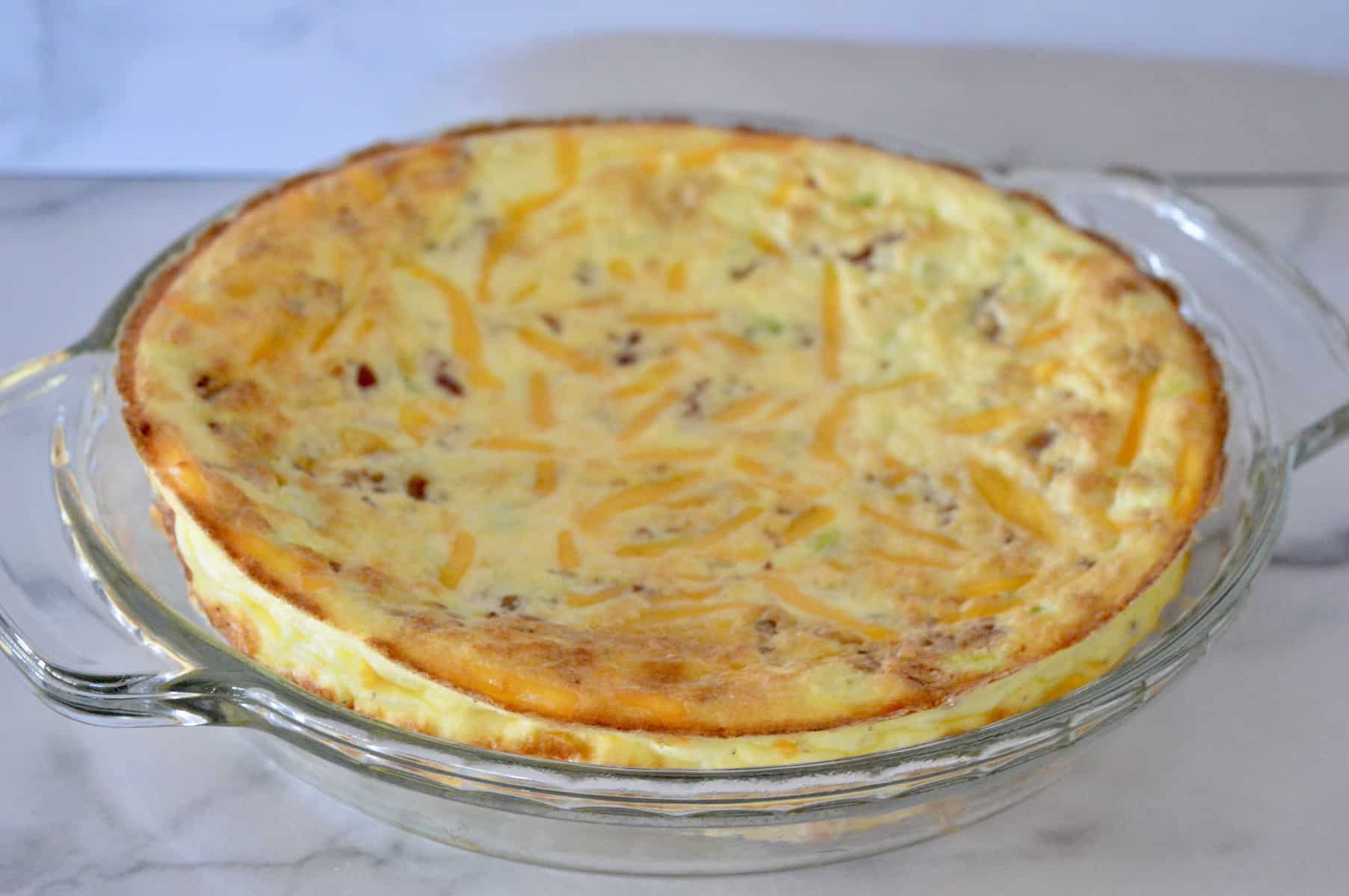 puffed up eggs in a pie dish. 