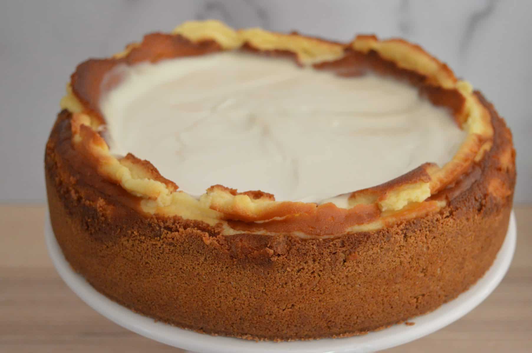 sour cream topping on cake.