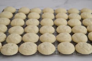 Greek Butter cookies cooling on a wire cooling rack.