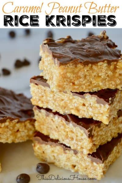 Caramel Peanut Butter Krispies | No Marshmallows - This Delicious House