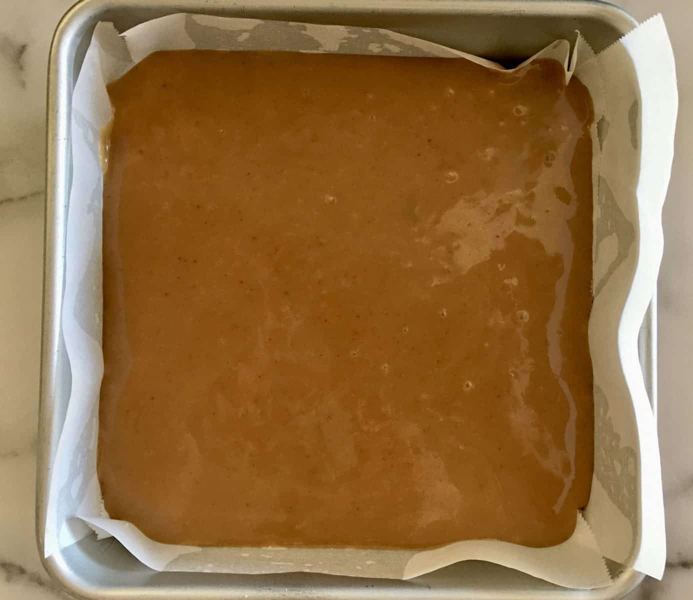 caramel layer on top of the salted chocolate caramel squares.