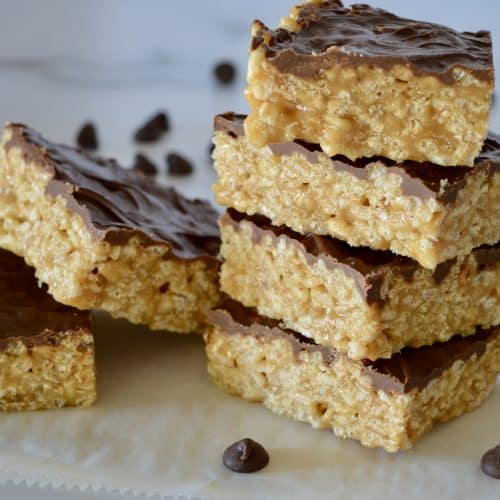 Caramel Peanut Butter Krispies | No Marshmallows - This Delicious House