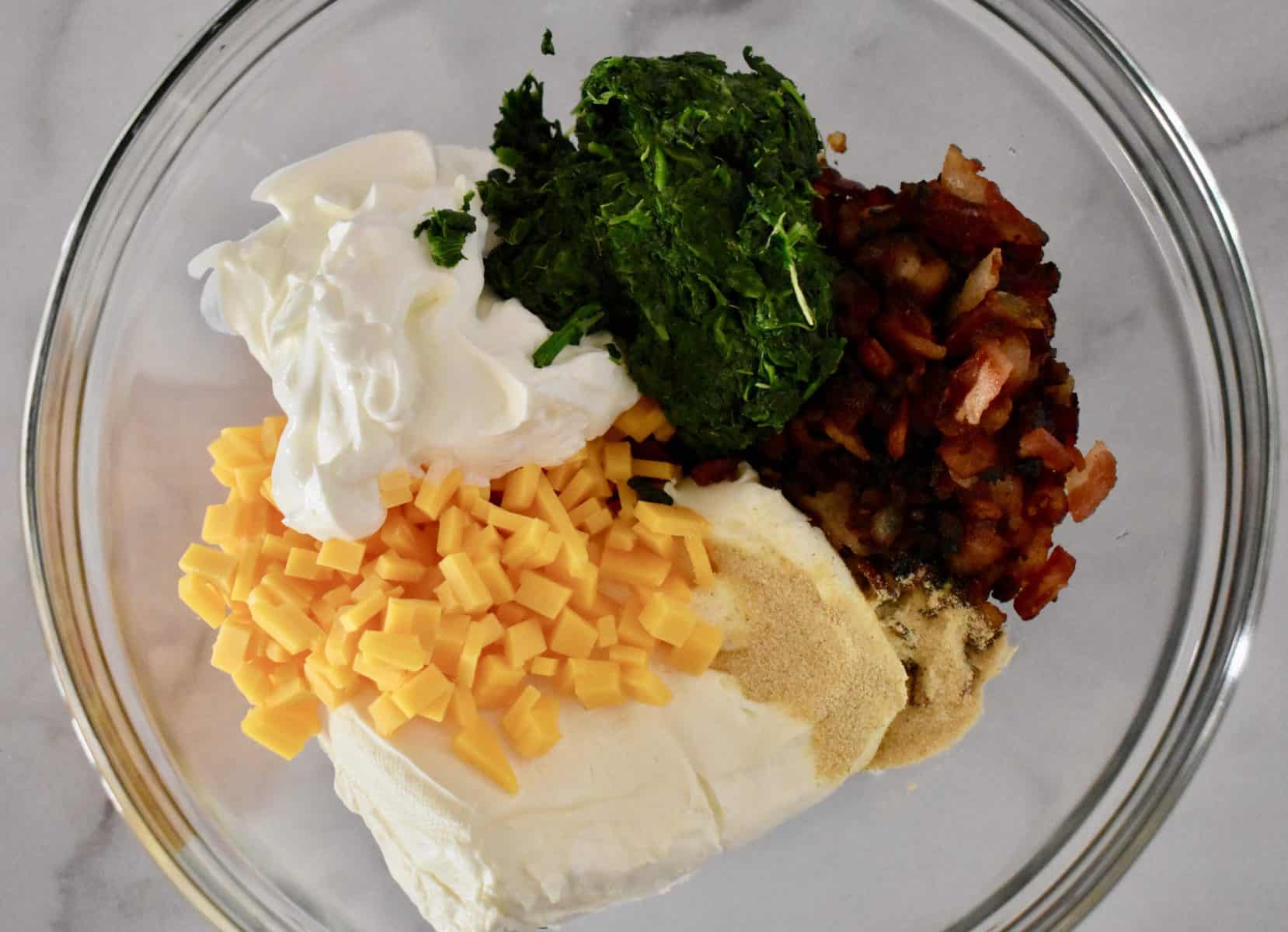 ingredients in a glass mixing bowl. 