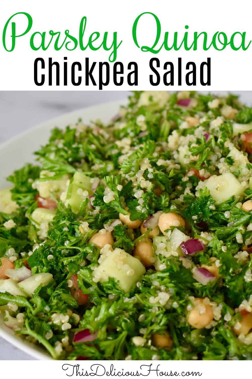 Parsley Quinoa Chickpea Salad Pinterst Pin.