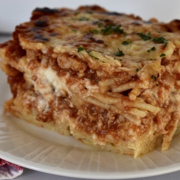 Baked Spaghetti with ground turkey.