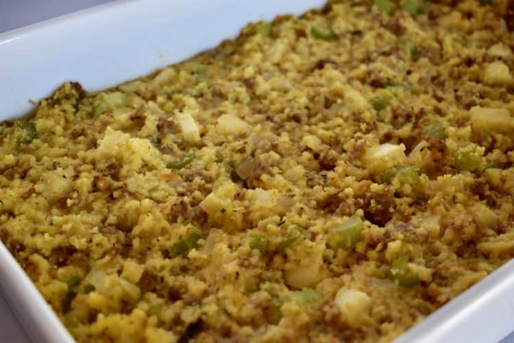 Cornbread Stuffing with Sausage and Apples - This Delicious House