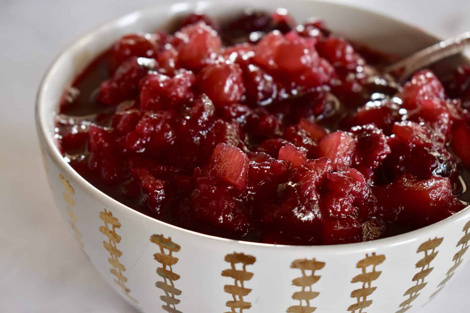 Cranberry Pineapple Sauce in a white bowl.