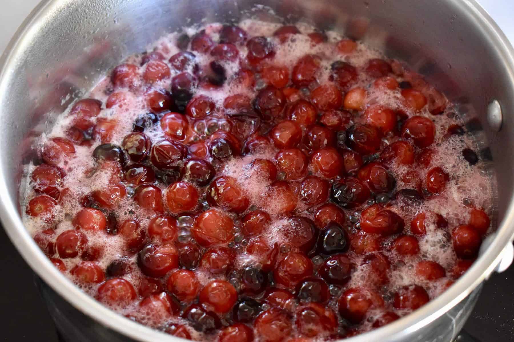 cranberries in the pot popped open after simmering. 