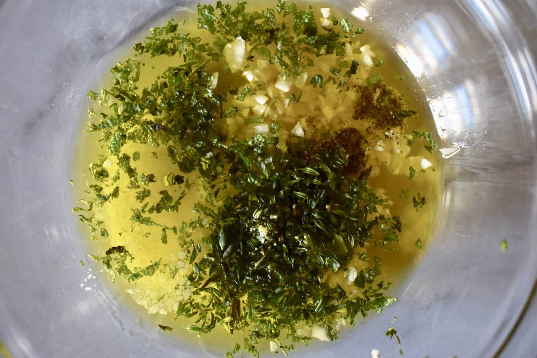 Olive oil rub with sage, garlic, and thyme. 